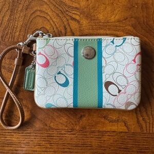 Coach Chelsea Heritage Stripe Multicolor Logo Wristlet